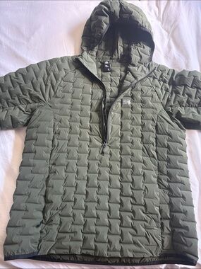 Mountain Hardwear Stretchdown Olive Hooded Quilted Puffer Pullover